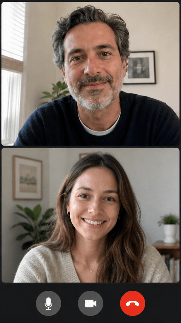 Two people in a video call